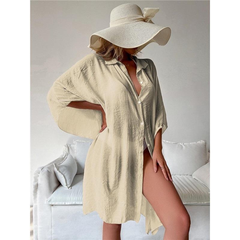 Летний свободный кардиган, защита от солнца, женский купальник-бикини, однотонная пляжная одежда, накидки, купальники, женское кимоно, платье