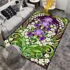Floral Pattern Carpet with Purple Irises and Green Leaves Decor Suitable for use as an anti-slip for living room bedroom sofas