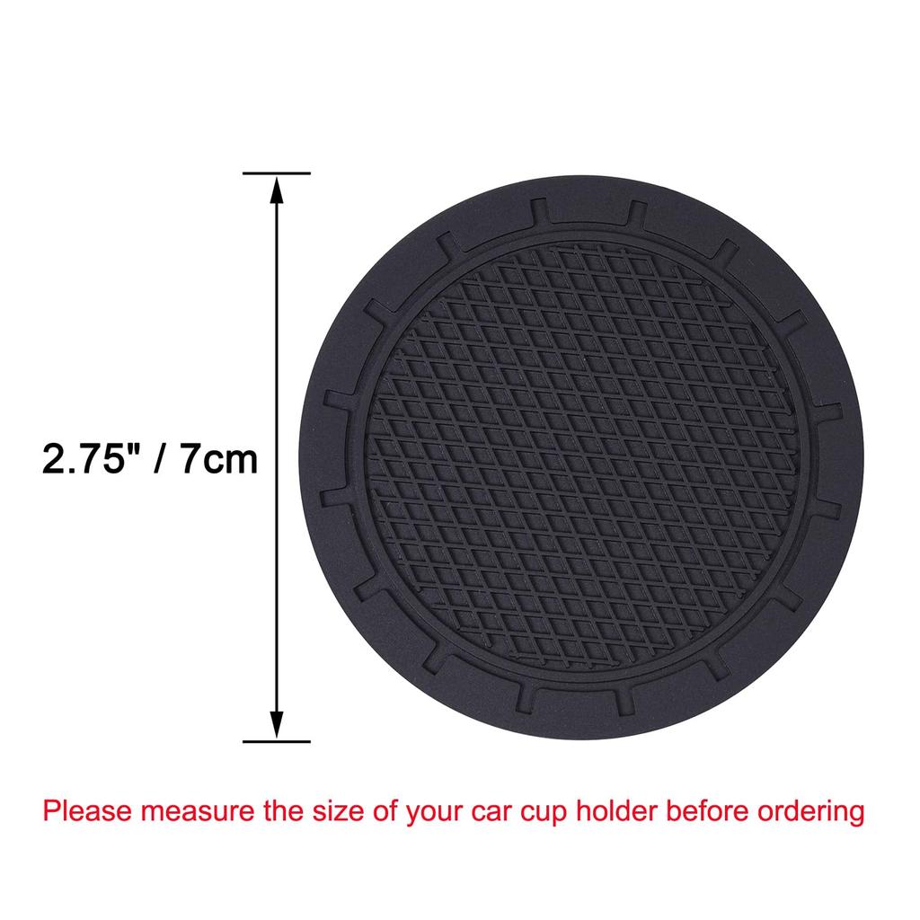 Wisdompro Car Non-Slip Coasters for Drink Holders, Vinyl Cup Mats, Anti-Slip, Anti-Vibration, Round, 70mm Diameter, Pack of 4, Black