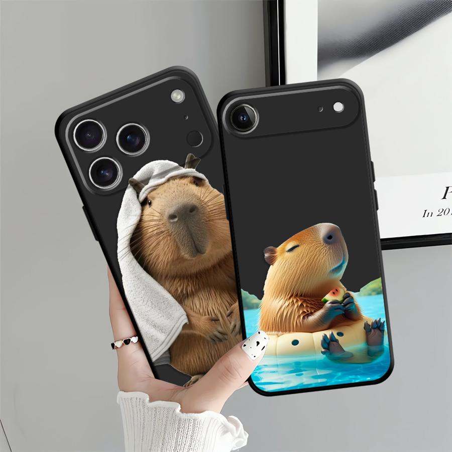 Чехол для iPhone 17Air 13 Mini 17 16 Pro Max SE X XS XR 14 15 Plus 7 8 12 11 Мягкая задняя крышка телефона Милый капибара
