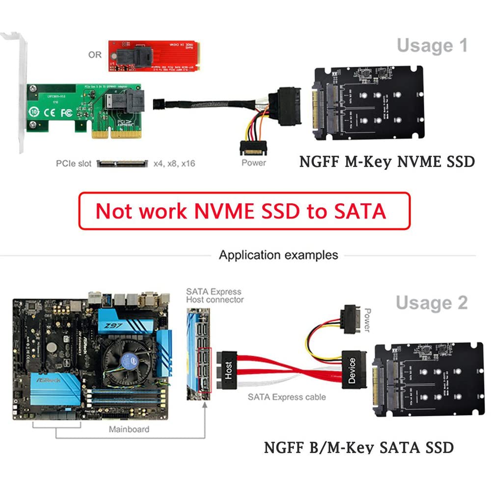 Адаптер NFHK NVME to Combo NGFF SATA PCIe SSD для материнской платы SSD 750 p3600 p3700 Замена SFF-8639 U.2 M.2 M-Key