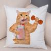 Funny Cat Dog Cushion Cover Fitness Animal Dumbbell Print Soft Fabric Living Room Sofa Home Decor Pillow Case