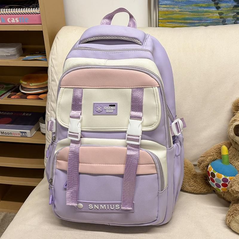 Детский школьный рюкзак, для учеников начальной школы и девочек-подростков, с цветовой блокировкой, высококачественный грязеотталкивающий рюкзак, модный рюкзак.