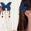 Изысканная заколка для волос с кисточкой в виде синей бабочки | Этнический китайский стиль