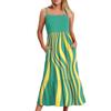 Женское длинное пляжное повседневное элегантное платье макси на тонких бретельках в полоску, сдержанное струящееся платье в стиле бохо
