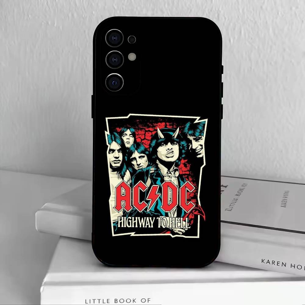 AD AC DC Phone Case Black Silicone Soft For Samsung S25,S24,S21,S22,S23,S30,Ultra,S20,Plus,Fe,Lite
