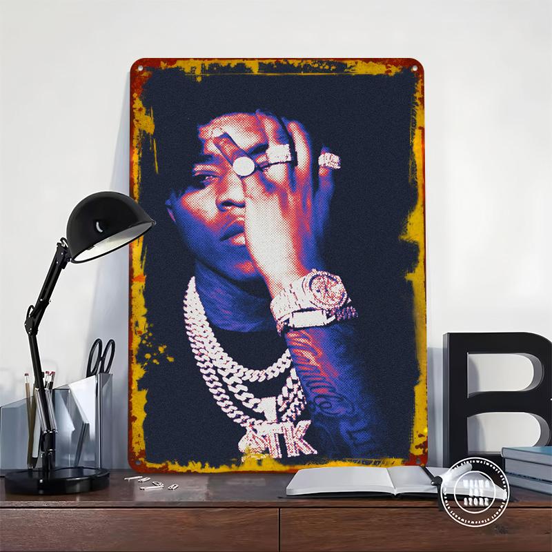 Hip Hop Artist Portrait Tin Plaque Poster Customized Wall Art Retro Vintage Metal Signs for Man Cave Gaming Room Decoration Home