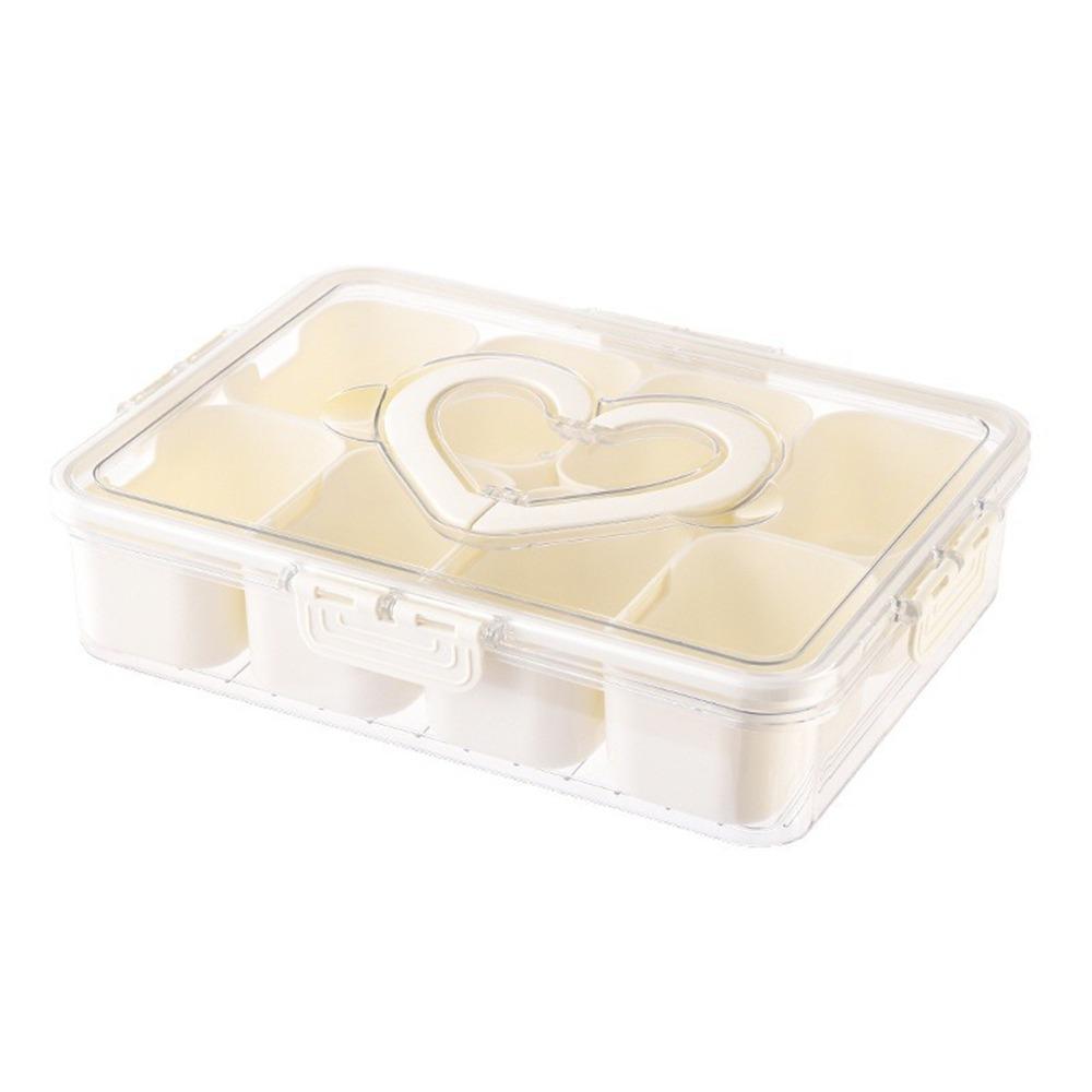 Large Capacity Divided Dinner Plate Plastic Food Preservation Store Box Snack Fruit Tray for Home