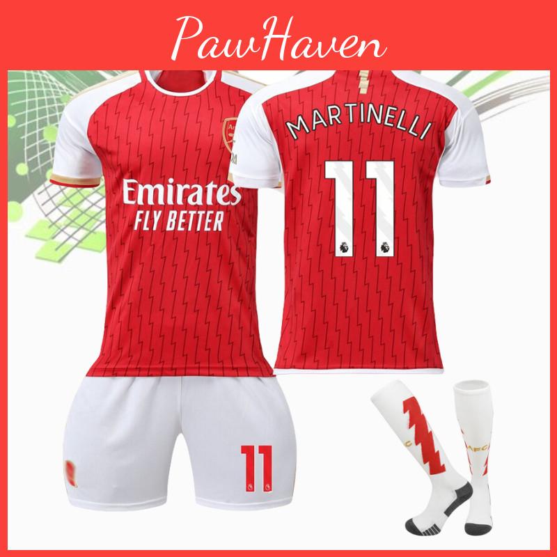 2023-24 Arsenal Home 7 Saka 8 Elneny 9 Jesus 11 Martinelli Football Jersey Sports Apparel For Kids