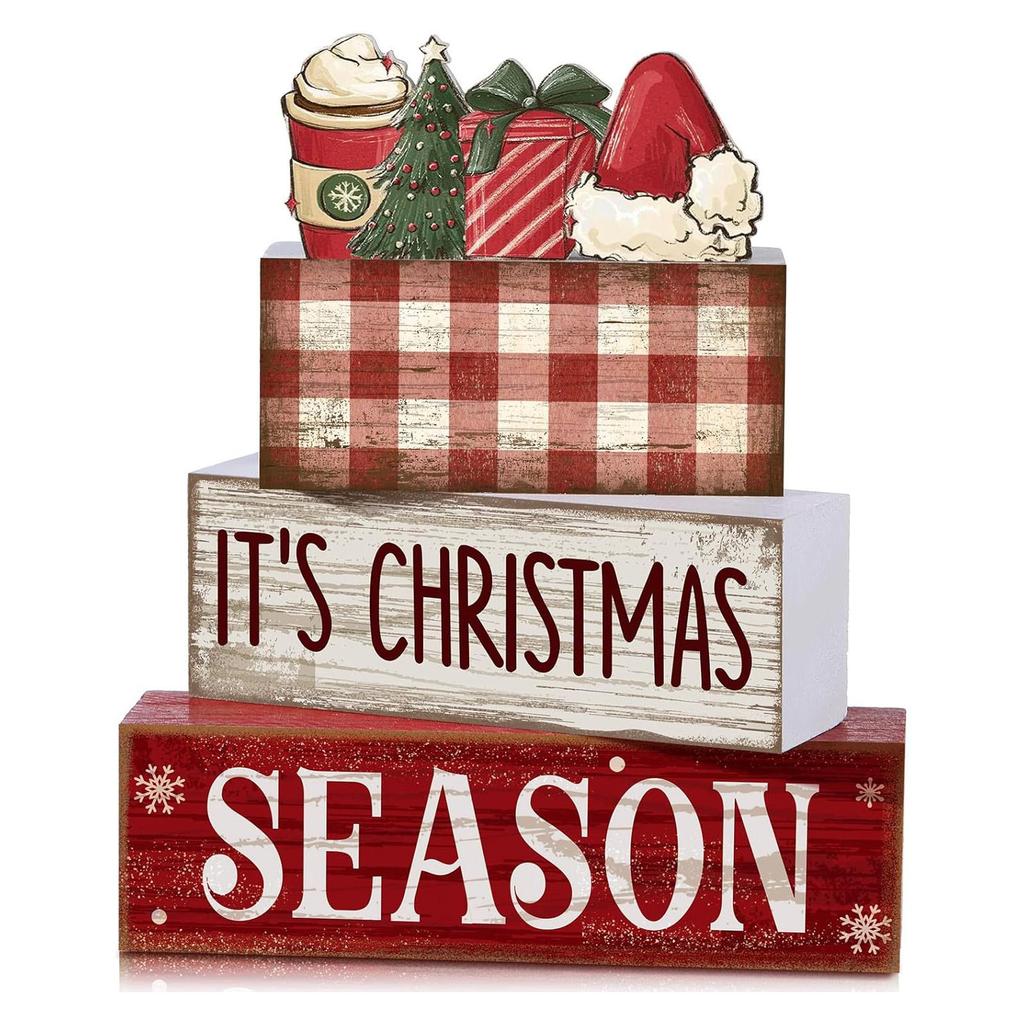 4Pcs Football Table Decorations Football Tiered Tray Decor Sport Game Centerpiece Sign Decorative Rugby Stack Block Gift for Fans Club Tailgate