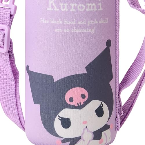 Sanrio (САНРИО) Бутылка из нержавеющей стали с крышкой, дизайн Kuromi, для детей, сохраняет напитки только холодными, Объем: 470 мл, Пространство для имени, Открывается одним нажатием