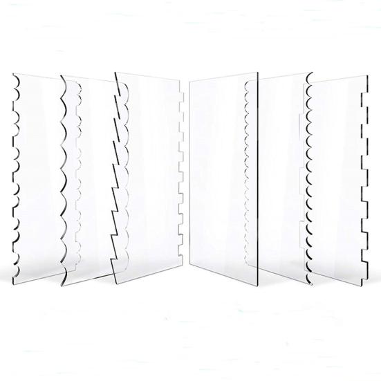 6Pcs Large Acrylic Cake Scraper Set Cakes Smoother Scraper Transparent Decorating Contour Stripe Cake Comb Kitchen Baking Tool