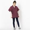 Watanosato Hanten for Kurume Dobby Hanten 16100 Hemp Leaf Japanese-made Women, Weave, Cotton-filled (free Size, Red)