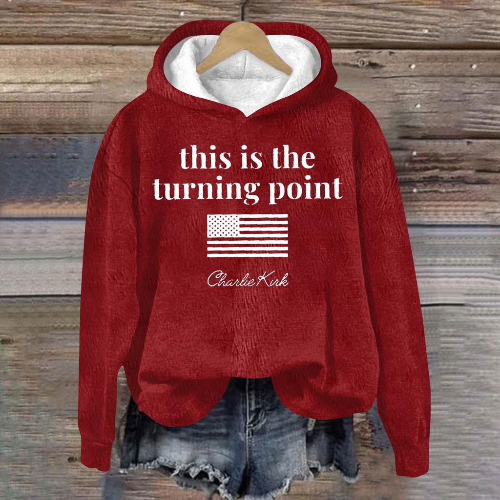 Ladies Fashion Casual Long Sleeve Printed Round Neck Hoodie Pullover Top