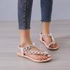 Foreign Trade Explosion Bohemian Sandals Women's Shoes Pinch Feet Summer New Toe Flower Flat Sandals Korean Version Flat Heel