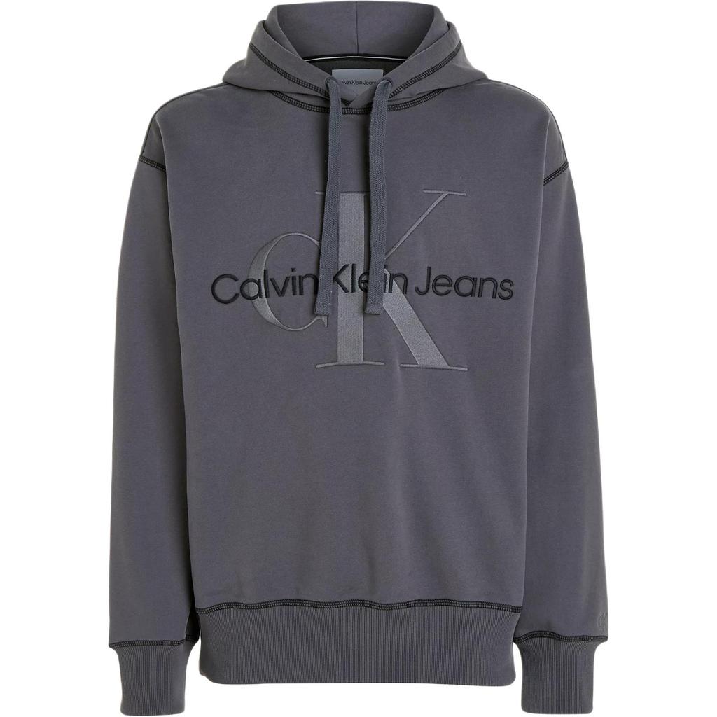Calvin Klein Джинсы Минималистичная вышивка букв Свободное худи Толстовка с длинным рукавом Мужские худи Выбеленный черный J30J324623-PT2