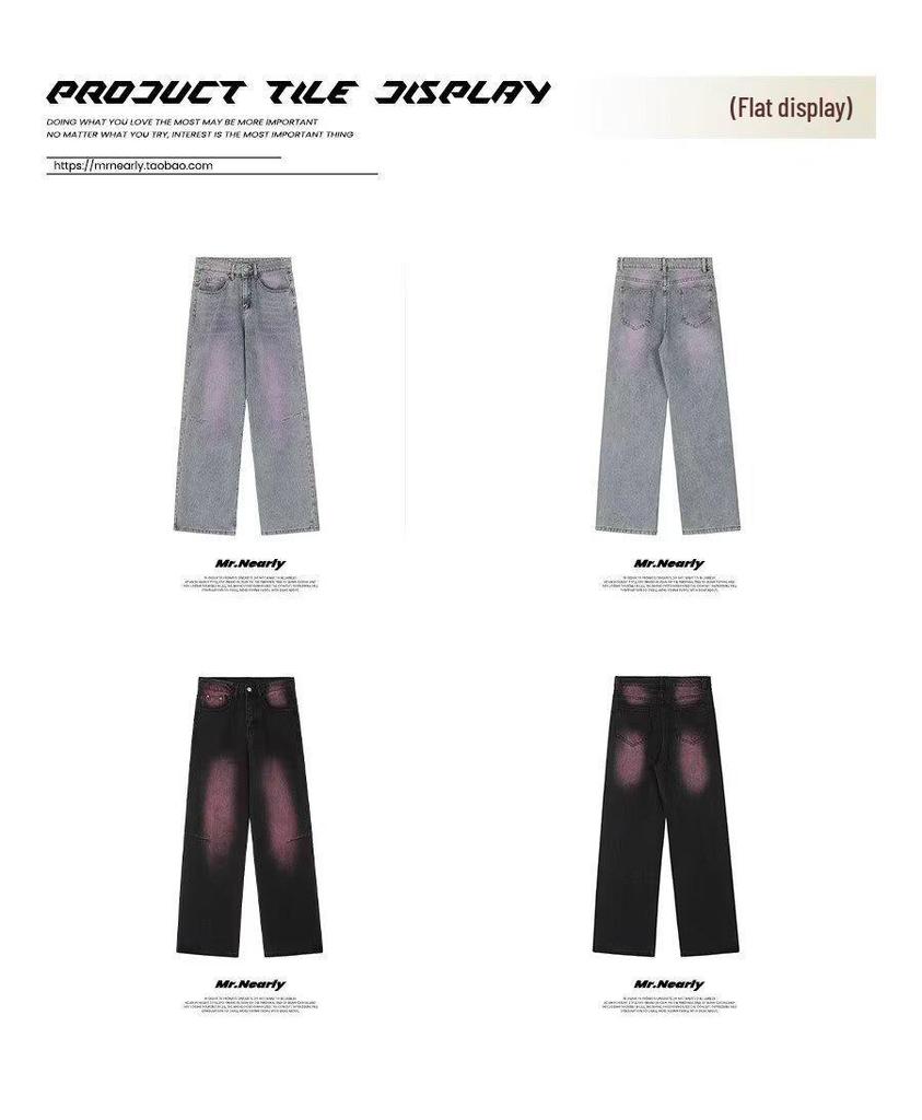 2024 Women's High-Waist Wide-Leg Jeans: Black/Gray, Slim-Fit, Floor-Length