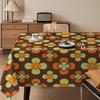 1pc Vintage Floral Tablecloth, Orange and Green Contrast Color, Pop Art Style Flower Tablecloth for Nostalgic Dining and Living Room Decor, First Choi