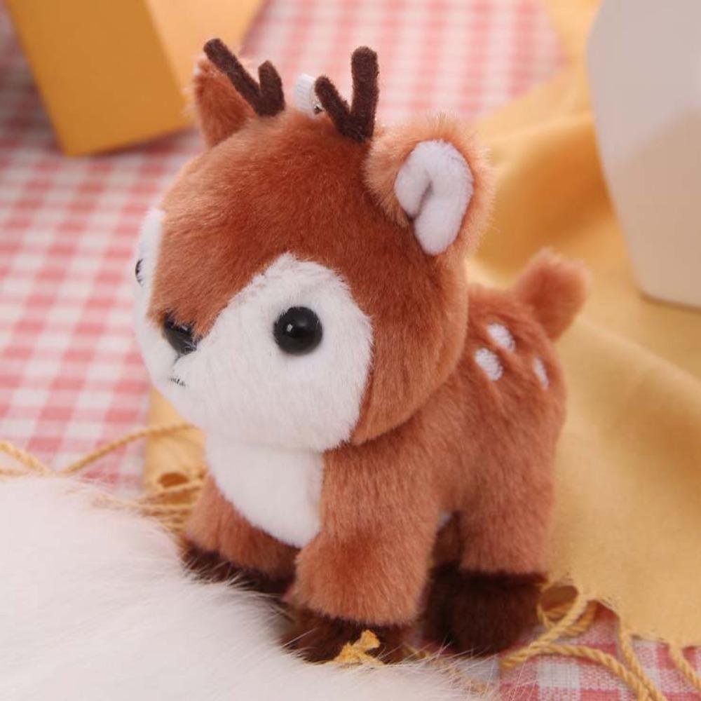 Fawn Keychain Stuffed Deer Keychain Key Ring Pendant Fluffy Elk Doll Deer Plush Toy  Hanging Decor