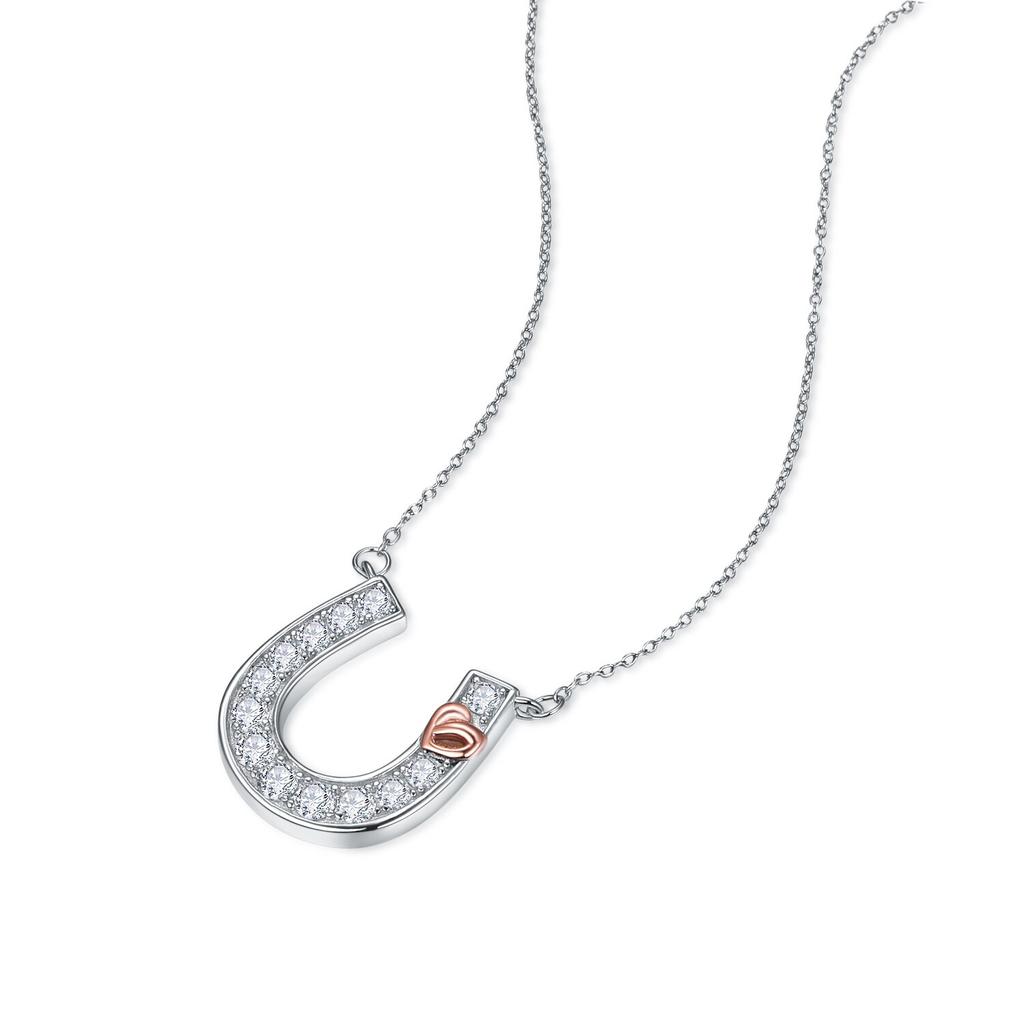Новое женское ожерелье в форме подковы из белого золота с украшением в виде сердца и узлом из стерлингового серебра 925 пробы