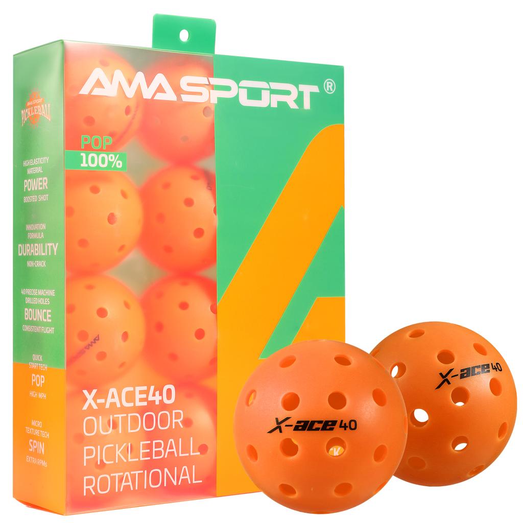 Мячи для пиклбола AMASPORT X-ACE40 Профессиональные Официальные Мячи для Пиклбола с Высоким Отскоком и Высокой Видимостью для Игр на Открытом Воздухе