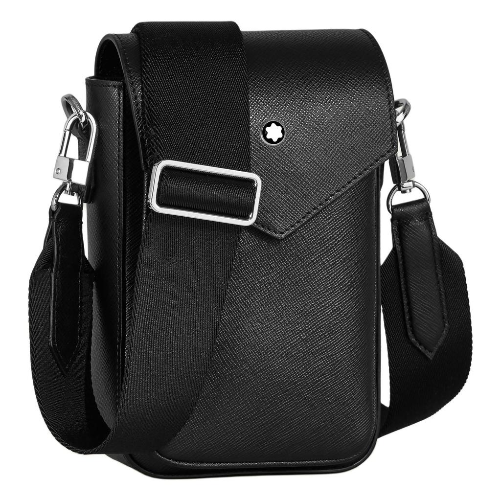 Montblanc Sartorial Detachable Adjustable Shoulder Strap Hexagonal White Star Logo Calfskin Messenger Bag Men messenger bag Black MB198857