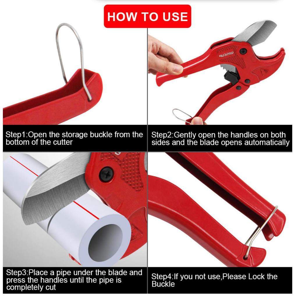 WISEUP Трещоточный резак для труб из ПВХ, сверхмощный инструмент для резки пластиковых труб из PPR, ножницы для шлангов для домашней работы и сантехников, ручные инструменты