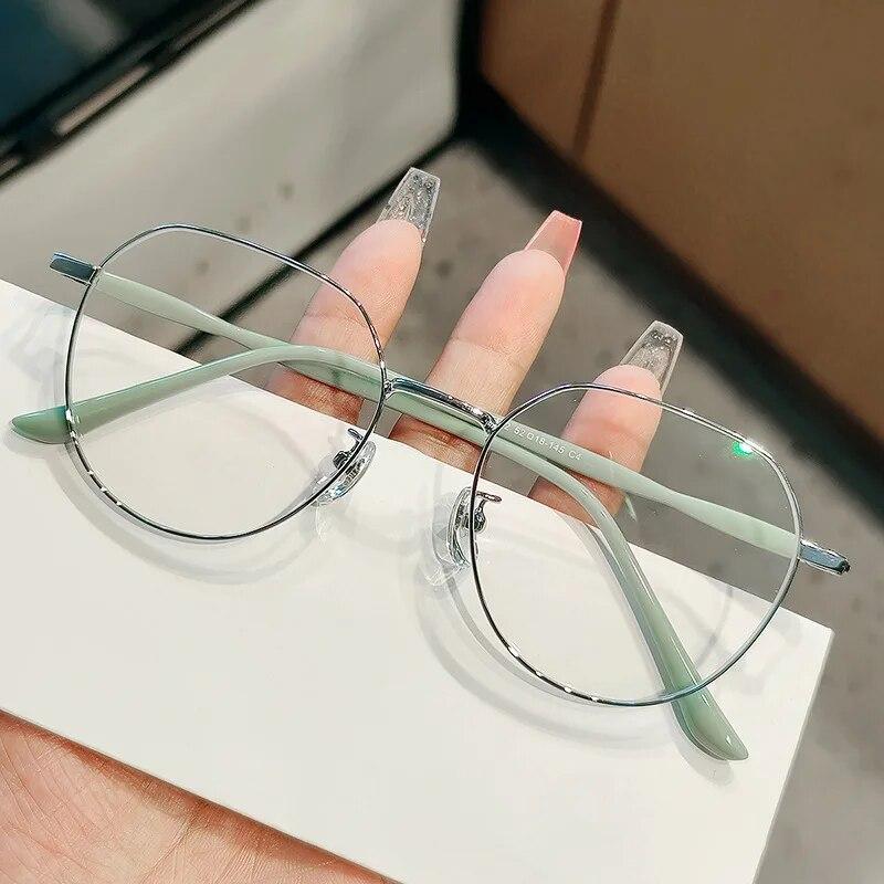Высококачественные очки для близорукости в металлической оправе, модные антисиние очки с минусом диоптрий, женские сверхлегкие круглые компьютерные очки