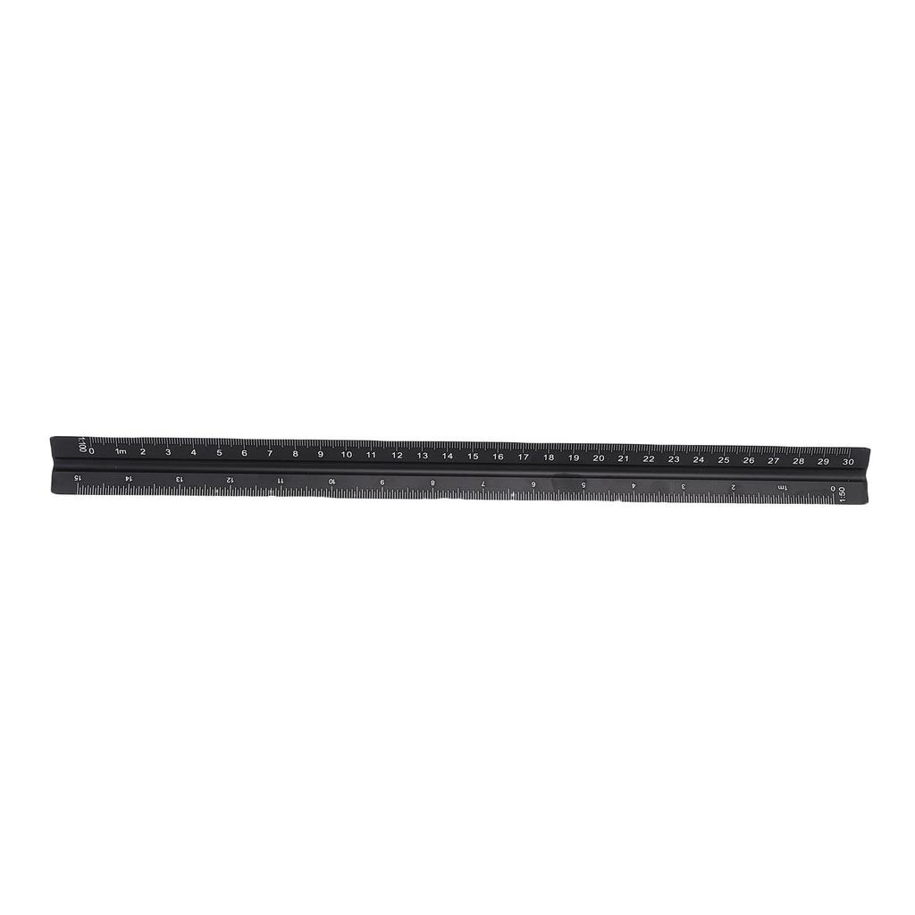 30cm Metric Triangular Engineer Scale Ruler Aluminum Architect Scale Ruler for Architects Students Draftsman Black