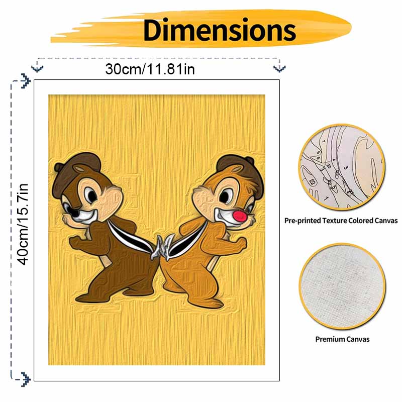 Disney Chip and Dale oil paint by numbers painting kit handmade diy home decor gifts wall art canvas set for adults birthday present