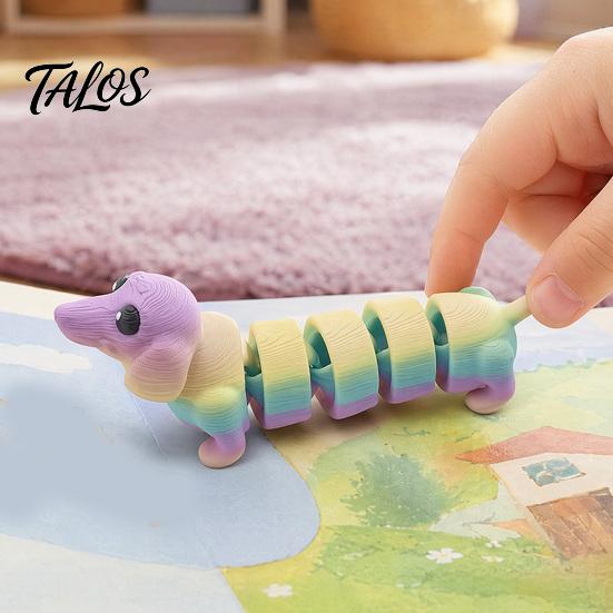 Миниатюрная статуэтка таксы, 3D-печатная фигурка, Собака-фиджет с подвижными суставами, Коллекционная фигурка щенка из ПЛА с подвижными суставами, Для рабочего стола