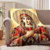 1PC Ornate icon with adorned figure Faith-printed Flannel Blanket Soft and Warm Suitable for Home Travel Picnics Camping RV