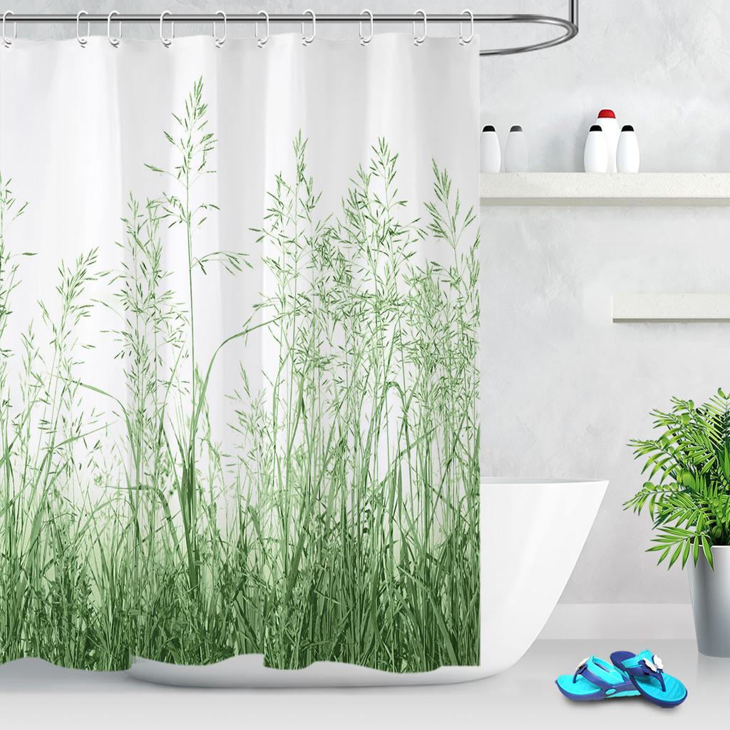 Tropical Palm Leaves Shower Curtain Set Green Plant Leaves Leaf Pumpkin Red Truck Halloween Christmas Decor Bathroom Curtains