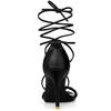Allegra K Women's Lace-Up Sandals with Strap Heels, Black, Size 26.0cm
