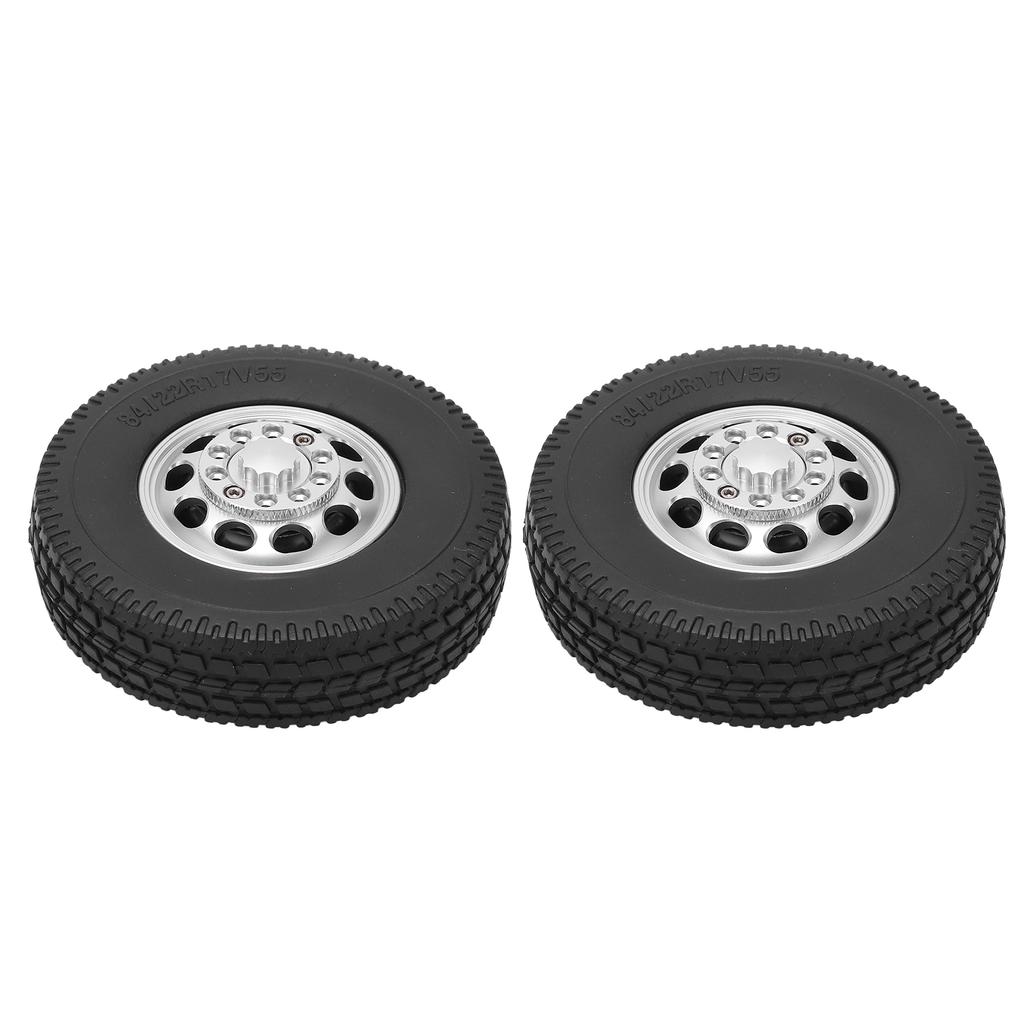 2Pcs RC Car Rubber Tire Aluminum Alloy Front Hub with Rubber Tires for Tamiya 1 14 Tractor Truck Front Wheel