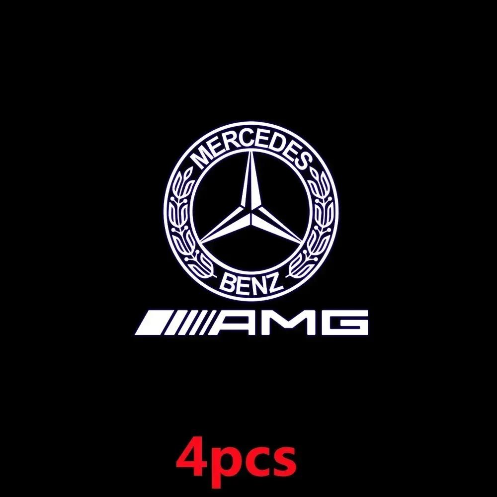 DJR5 New For Mercedes Benz 4Pcs Car Door Courtesy Light HD Welcome Lamp For Mercedes Benz Coupe C180 C63 W204 W205 X164 GLC W205 GLE