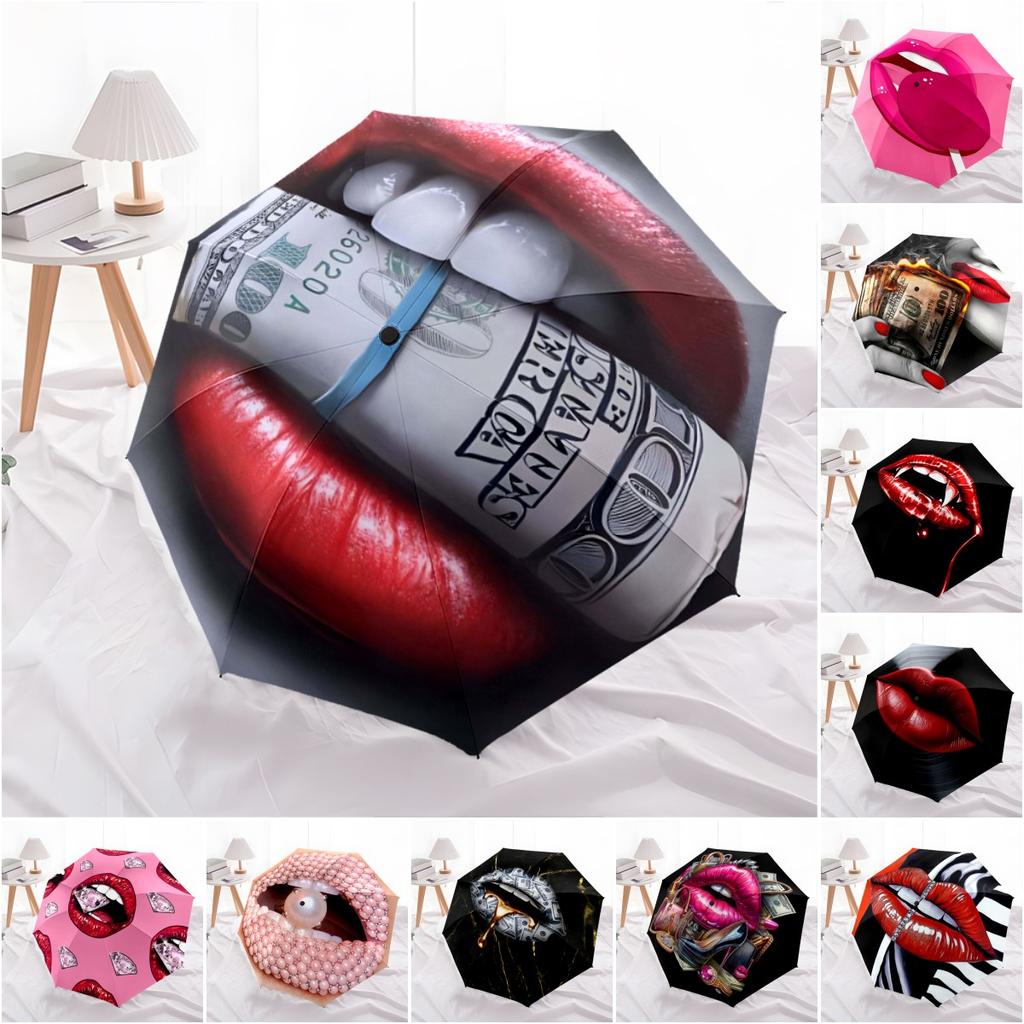 1PC lip theme Umbrella Portable Folding Umbrella Iron Frame Hole Bone Structure Outdoor Home Umbrella A22
