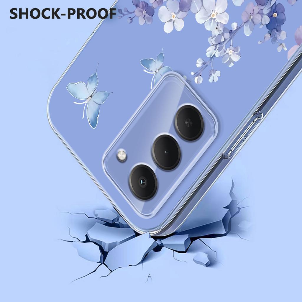 Для Xiaomi Redmi 15 5G (США) (171 мм)/Xiaomi Redmi 15 4G (США) (171 мм) Чехол Бабочка Цветочный Узор Печать ТПУ Задняя Крышка для Телефона