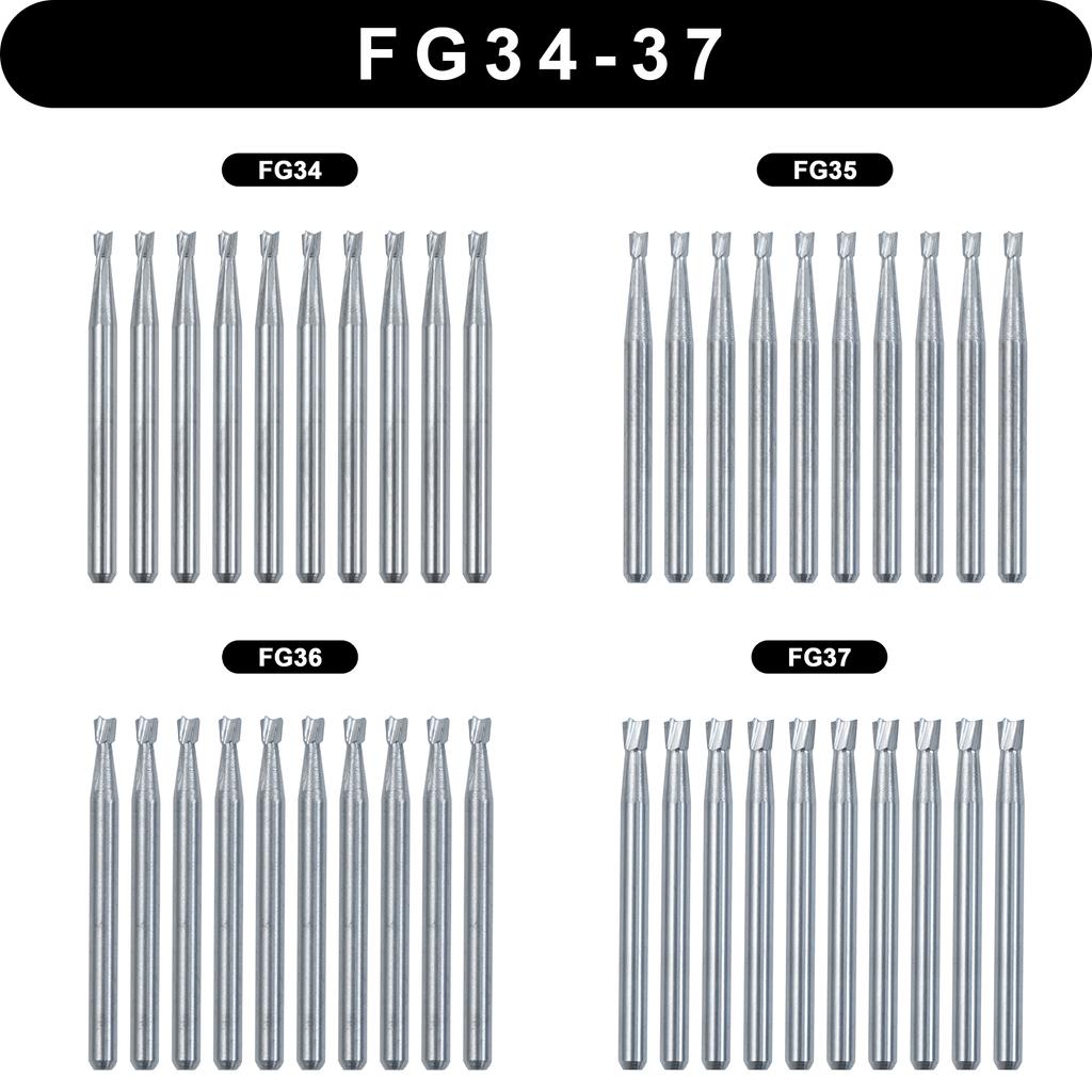 10Pcs/Box WellCK FG Dental Carbide Burs Dia 1.6mm For High Speed Tungsten Steel Burs FG330 FG556 FG245 FG34