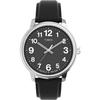 Timex Easy Reader Часы с большим циферблатом и кожаным ремешком, Черный/Серебристый тон/Черный, 43 мм, Мужские