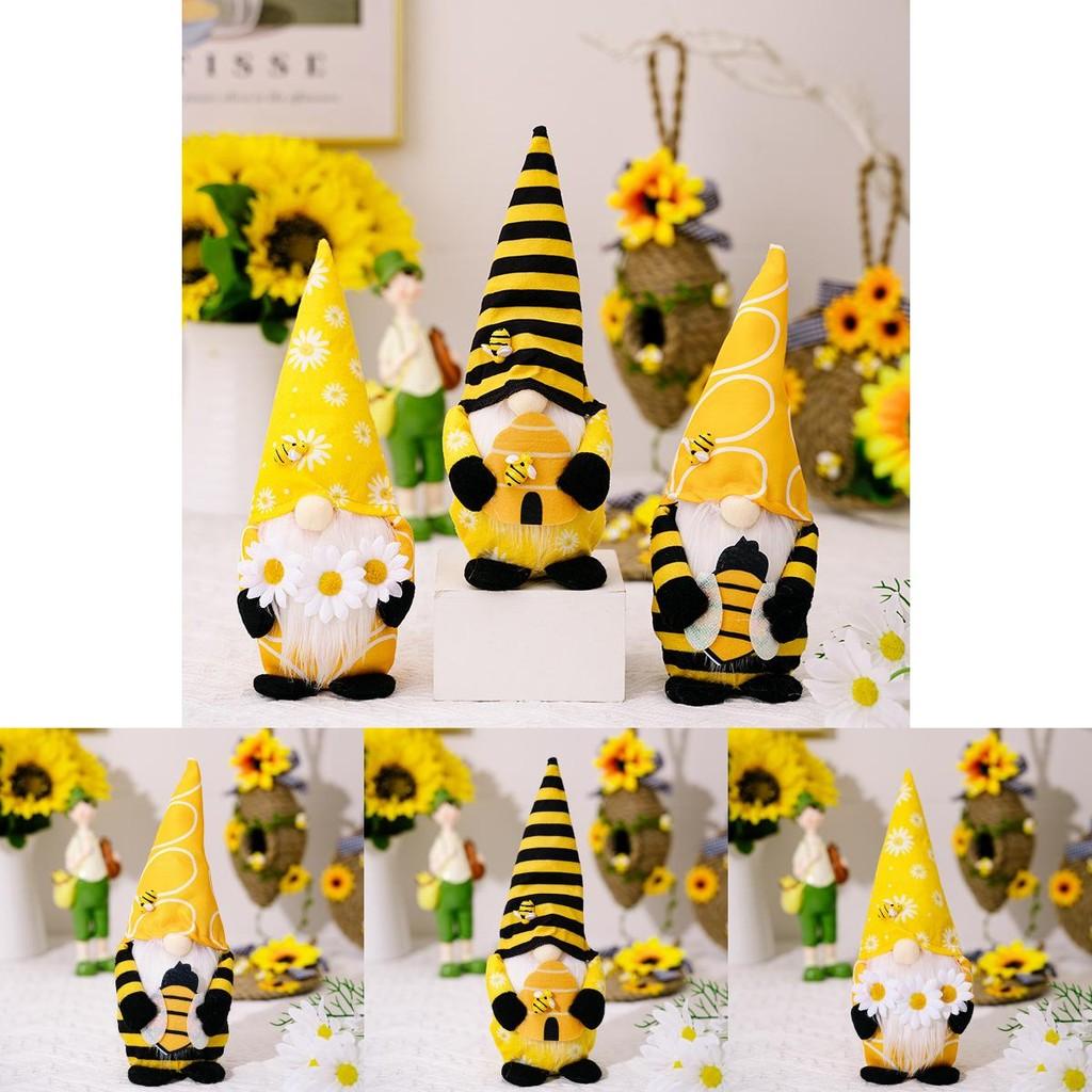 Adorable Plush Bumblebee Gnome Decor With Sunflowers For Festive Home Decorations