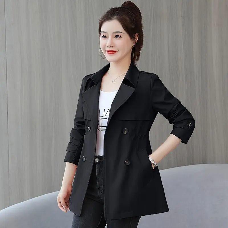 Double Layer Women Windbreaker 2024 New Spring Autumn Short Coat Fashion3XL Stand-up Collar Ladies Jacket Lining
