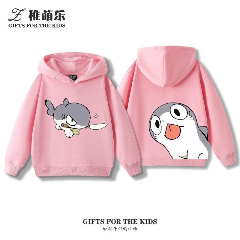 Sudadera con capucha infantil con estampado de dibujos animados para otoño e invierno: ropa deportiva versátil para niños y niñas.