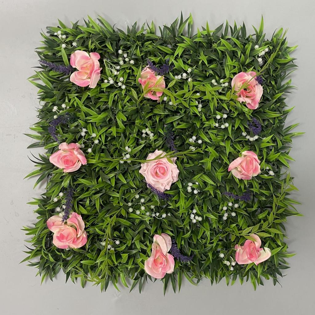 50×50cm Artificial Green Plant Wall - Plastic Vertical Garden, Fake Flower Wall, Synthetic Turf Background