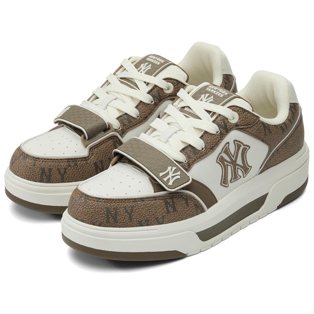 New MLB New York Yankees Abrasion Resistant Slip Resistant Low Top Skateboard Shoes Unisex Brown 3ASXP025N-50BRS