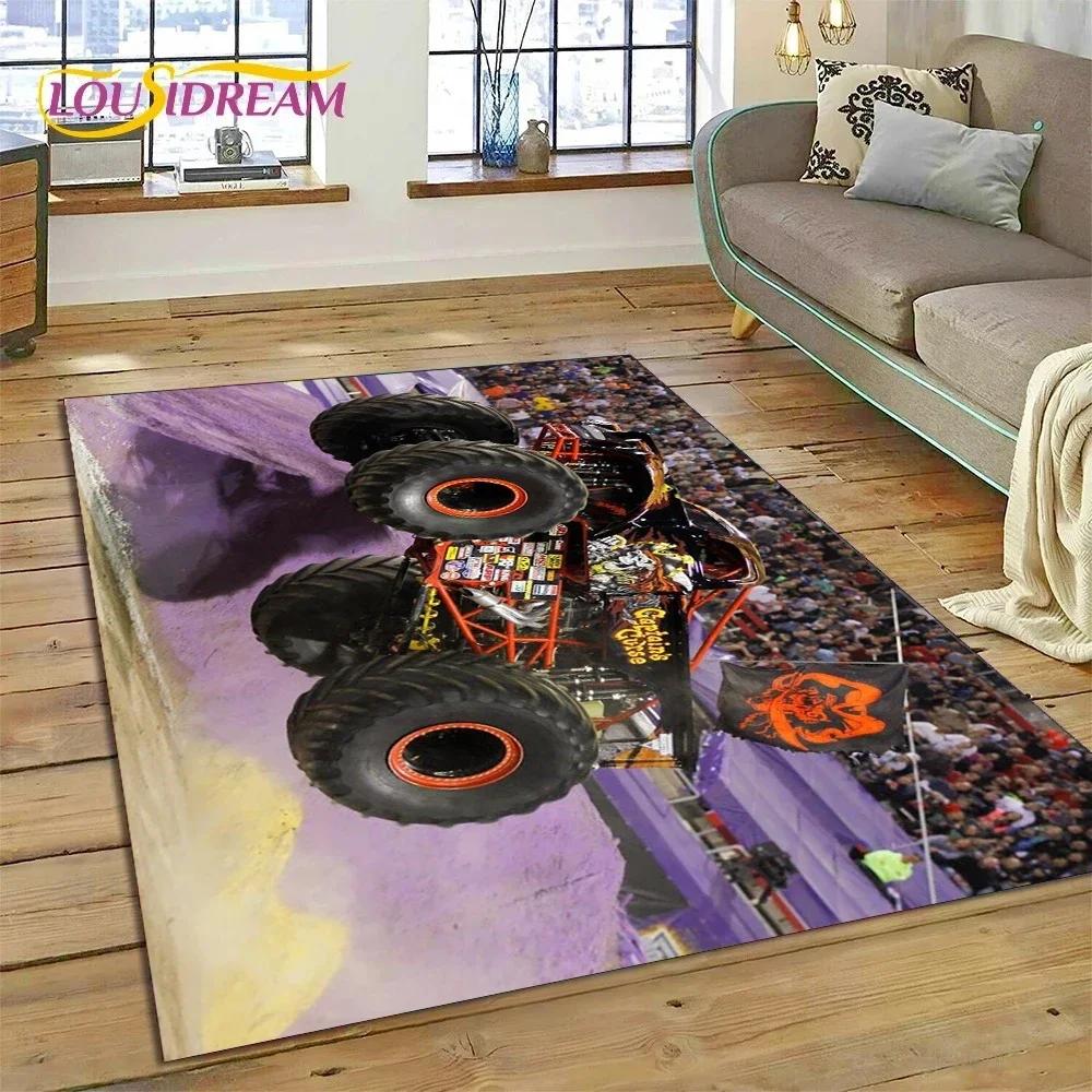 Ковер-мультфильм Monster Truck Monster Jam для спальни, гостиной, дома, украшение для дивана, большая игровая напольная подстилка для детей