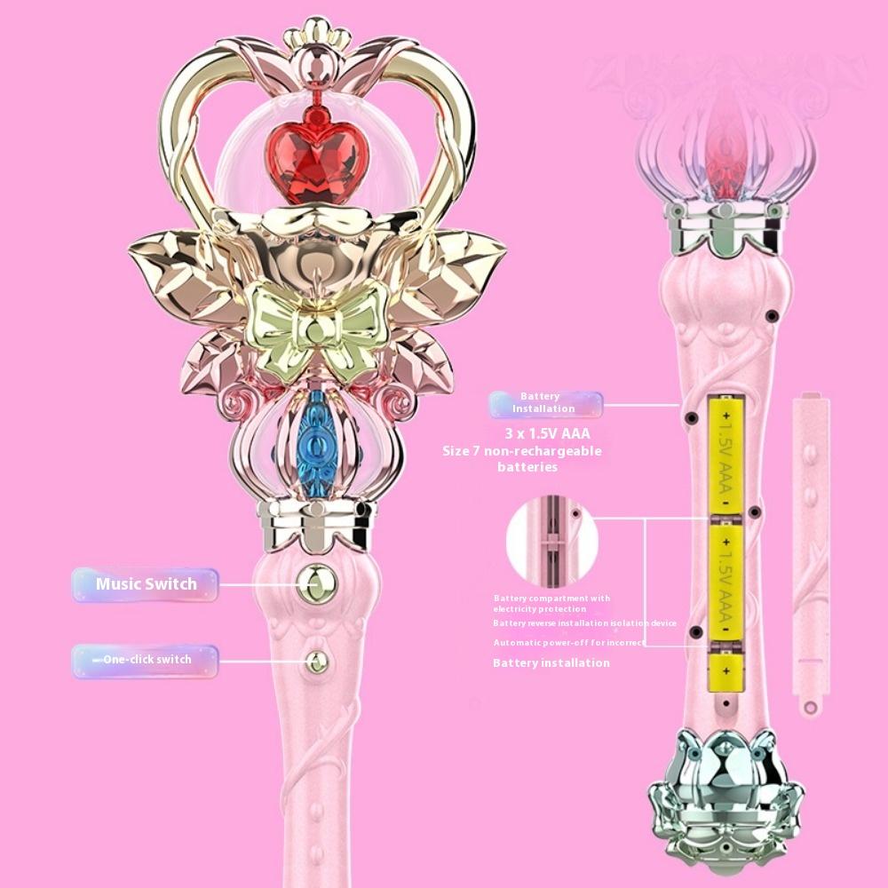 Children's Rotating Sound and Light Dream Queen Scepter Magic Wand Gift Box Light Play House Gift Girl Toy