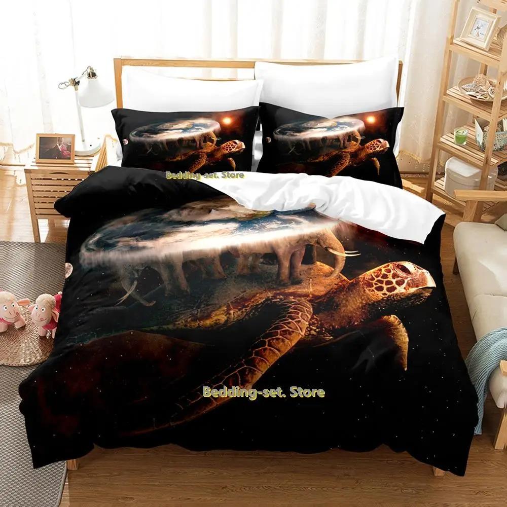 World Turtles Turtle Island Bedding Set Cartoon Anime three-piece set Adult Kid Bedroom Duvetcover Sets 3D Kawaii Animal