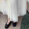 Extravagant Satin Temperament Square Head Cross Strap Versatile Ballet Single Shoes Women's Spring and Autumn 2025 New Gentle Evening Shoes