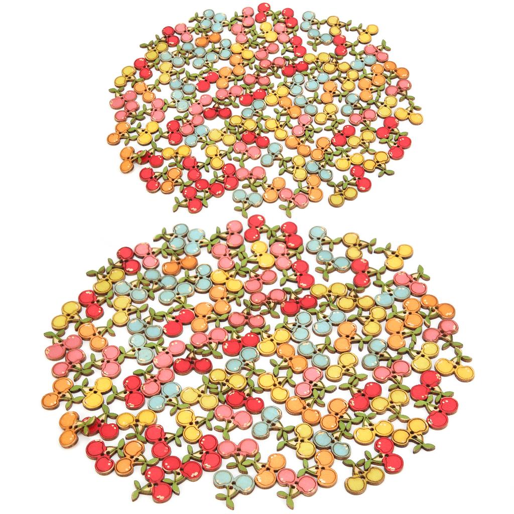 200Pcs Colored Wooden Buttons Mixed Logs Cherry Buttons for Sewing Children Sweater Crafts